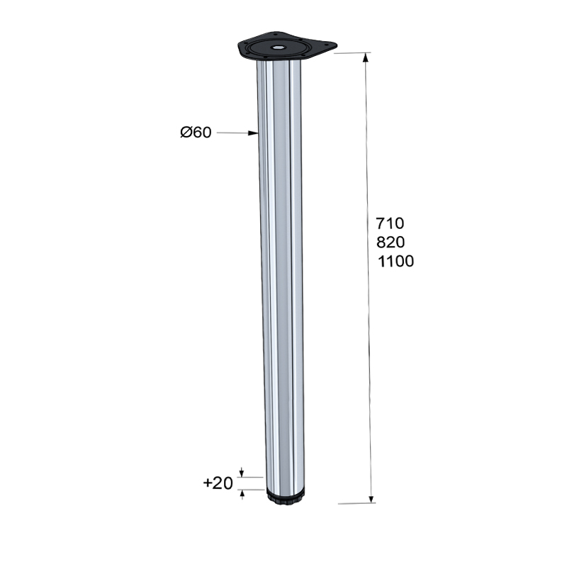 TABLE LEG KSN D.60 / CHROME